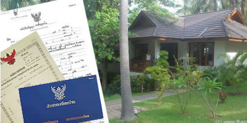 thai house and ownership deeds and official land and house documents